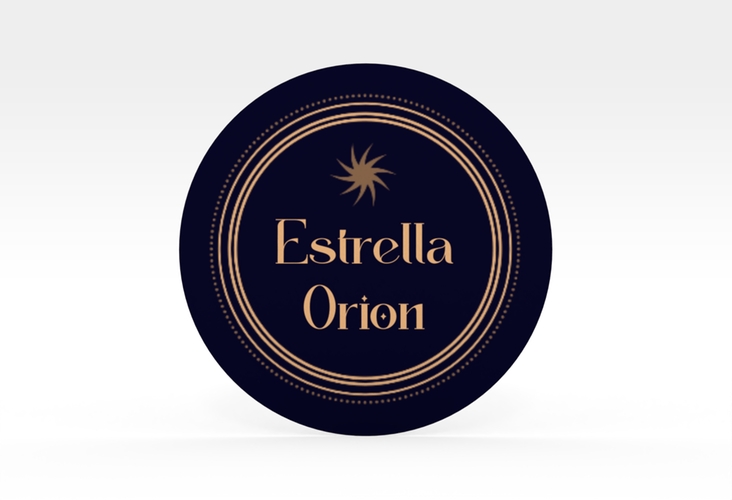 Aufkleber Hochzeit Astro Aufkleber, selbstklebend, rund blau mit Sonne, Mondphasen und Sternen