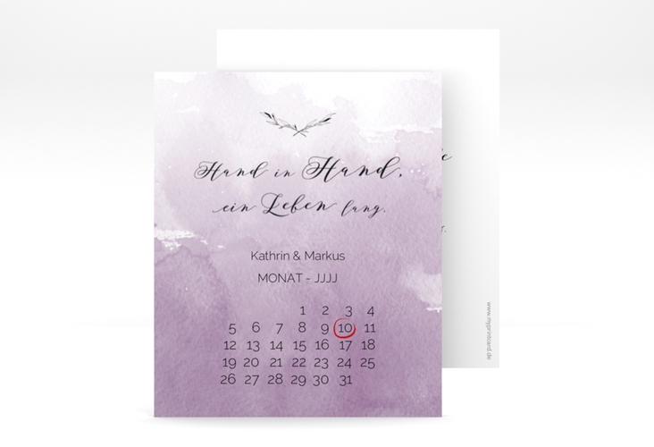 Save the Date-Kalenderblatt Divine Kalenderblatt-Karte flieder