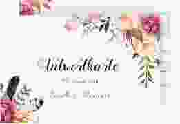 Antwortkarte Hochzeit "Flowers" A6 Postkarte weiss mit Aquarell-Blumen