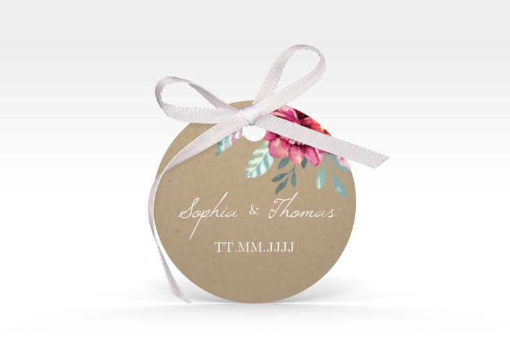 Geschenkanhänger Hochzeit Blooming Geschenkanhänger, rund Kraftpapier