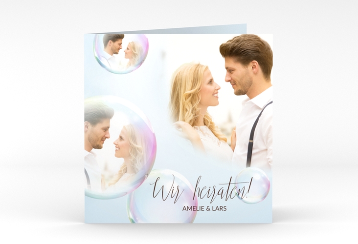 Hochzeitseinladung Dreams quadr. Klappkarte weiss hochglanz