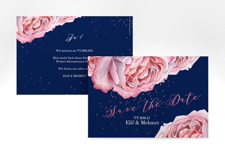 Save the Date-Karte Cherie A6 Karte quer rosa hochglanz