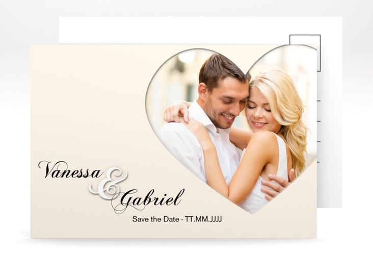 Save the Date-Postkarte Sweetheart A6 Postkarte beige