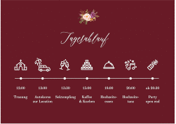 Klick: Details zu Tagesablauf Poster Hochzeit "Prachtvoll" anzeigen Tagesablauf Poster Hochzeit Prachtvoll 70 x 50 cm Poster rot