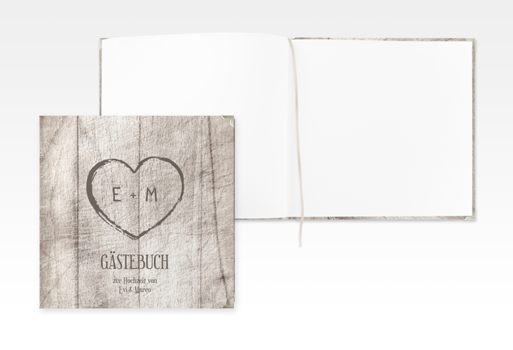 Gästebuch Selection Hochzeit Wood Leinen-Hardcover weiss