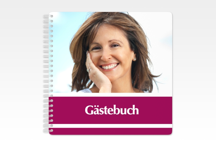 Gästebuch Geburtstag Gerd/Gerda Ringbindung pink mit Foto