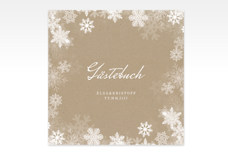 Gästebuch Creation Hochzeit Snowfall 20 x 20 cm, Hardcover mit Schneeflocken für Winterhochzeit