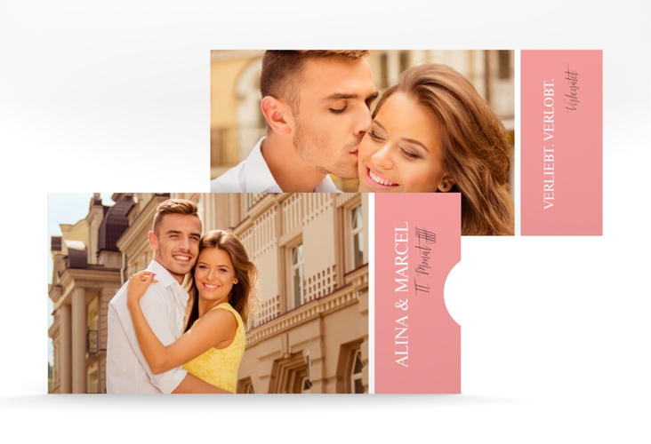 Hochzeitseinladung Classic Einsteckkarte rosa hochglanz