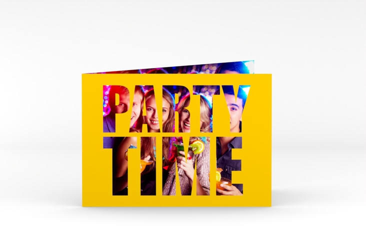 Partyeinladung Partytime A6 Klappkarte quer mit Foto