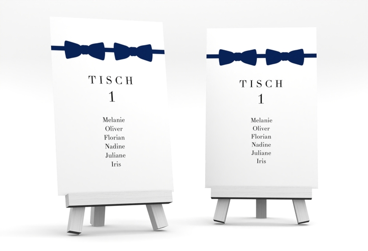 Tischaufsteller Hochzeit Suits Tischaufsteller blau hochglanz