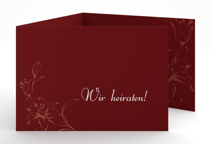 Hochzeitseinladung Lille A6 Doppel-Klappkarte rot hochglanz