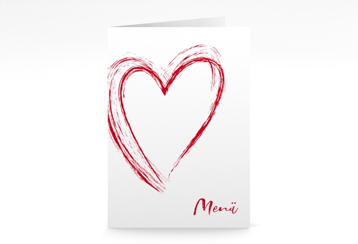 Menükarte Hochzeit Liebe A5 Klappkarte hoch rot hochglanz