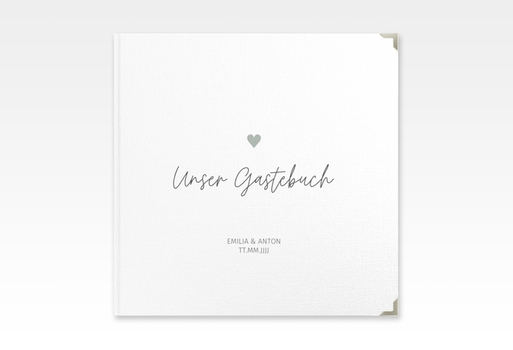 Gästebuch Selection Hochzeit Herzschlag Leinen-Hardcover schlicht und elegant mit Herzchen