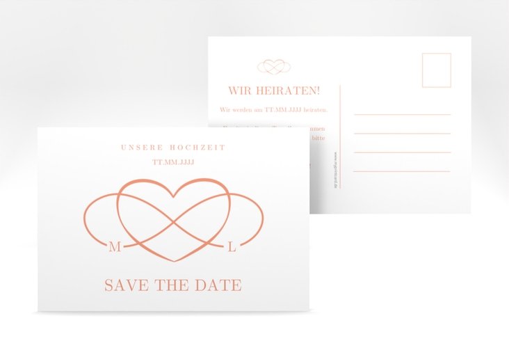 Save the Date-Postkarte Infinity A6 Postkarte apricot