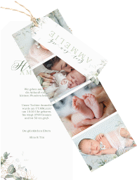 Geburtskarte Keimling Kartentrio weiss