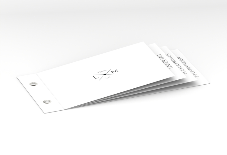 Hochzeitseinladung Initials Booklet schwarz hochglanz mit Initialen im minimalistischen Design