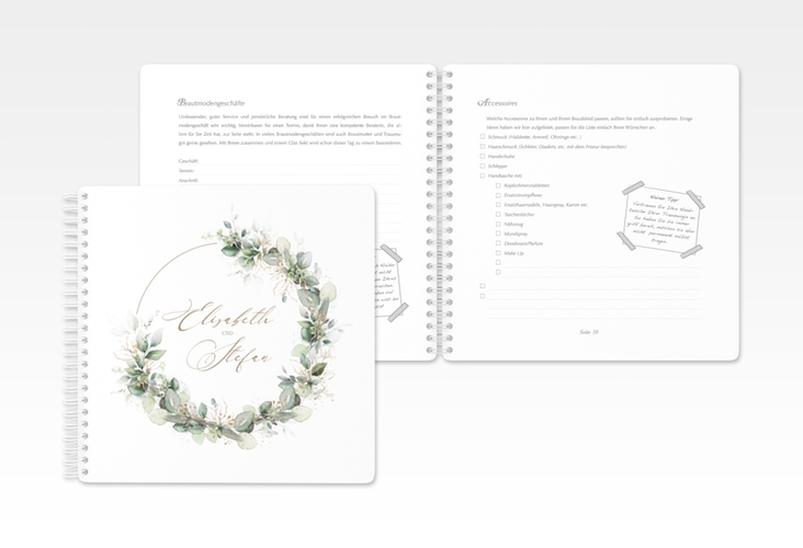 Trautagebuch Hochzeit Selvatica Trautagebuch Hochzeit weiss mit Eukalyptus-Kranz