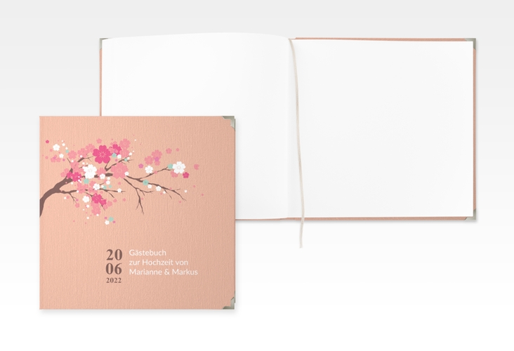 Gästebuch Selection Hochzeit Sakura Leinen-Hardcover apricot