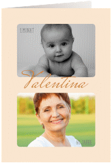 Einladung 60. Geburtstag Zeitlos A6 Klappkarte hoch beige mit Damals- und Heute-Fotos