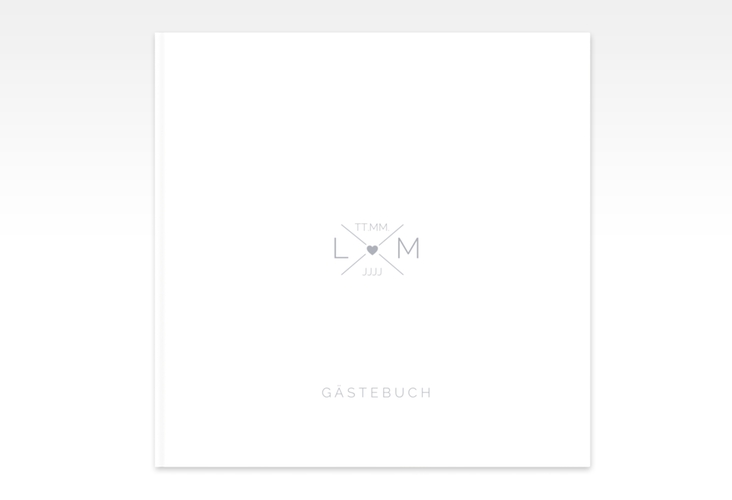 Gästebuch Creation Initials 20 x 20 cm, Hardcover grau mit Initialen im minimalistischen Design