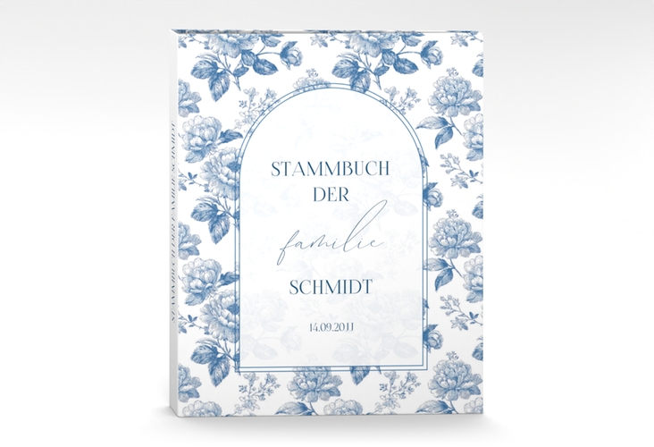 Stammbuch A4 Blue Floral Stammbuch A4 weiss mit blauem Blumenmuster auf weißem Grund