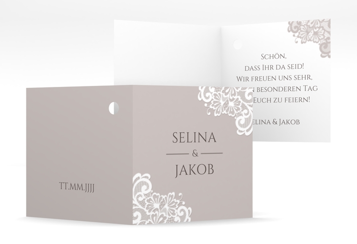 Geschenkanhänger Hochzeit Vintage Geschenkanhänger 10er Set grau mit floraler Spitze