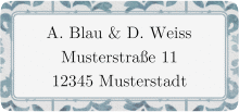 Klick: Details zu Absenderetikett Hochzeit "Blauweiss" anzeigen Absenderetikett Hochzeit Blauweiss 45,7 x 21,2 mm blau mit mediterranem Azulejo-Muster und Zitronen
