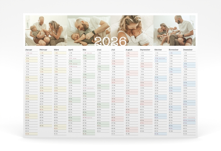 Jahreskalender Poster Quartale 70 x 50 cm Poster weiss