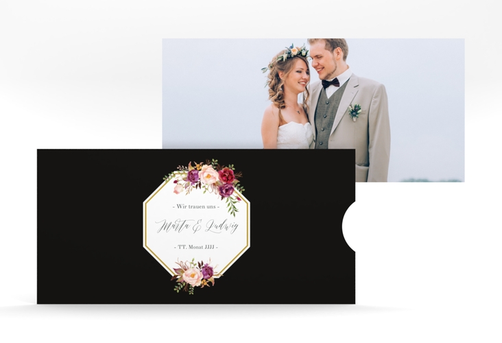 Hochzeitseinladung Prachtvoll Einsteckkarte schwarz hochglanz