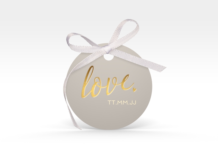 Geschenkanhänger Hochzeit Glam Geschenkanhänger, rund grau