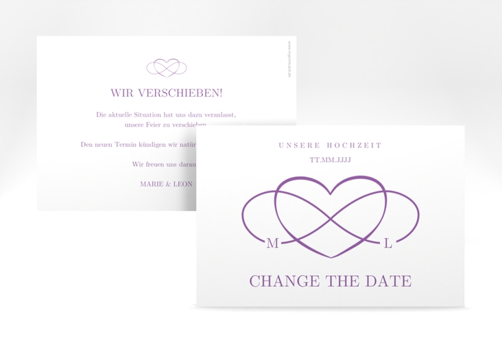 Change the Date-Karte Infinity A6 Karte quer lila hochglanz