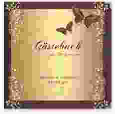 Gästebuch Selection Hochzeit Toulouse Leinen-Hardcover rot mit Schmetterlingen und Schnörkeln