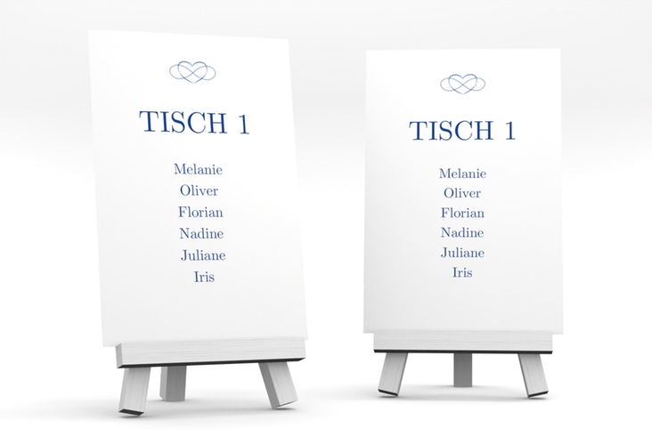 Tischaufsteller Hochzeit Infinity Tischaufsteller blau