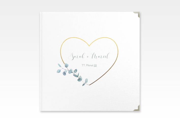 Gästebuch Selection Hochzeit Greenheart Leinen-Hardcover mit elegantem Herz und Eukalyptus-Zweig