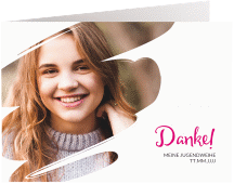 Danksagung Jugendweihe Youngster A6 Klappkarte quer pink
