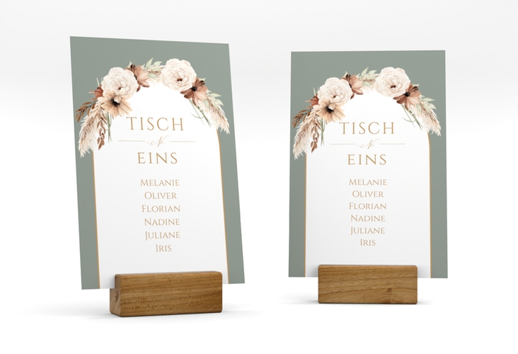 Tischaufsteller Hochzeit Blumenbogen Tischaufsteller gruen
