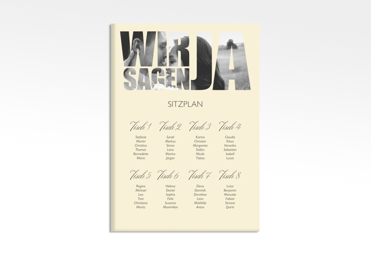 Sitzplan Leinwand Hochzeit Letters 50 x 70 cm Leinwand beige