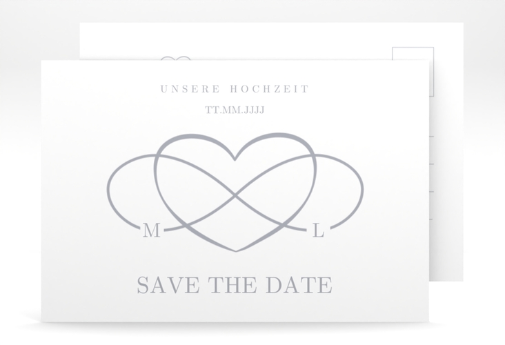 Save the Date-Postkarte Infinity A6 Postkarte grau hochglanz
