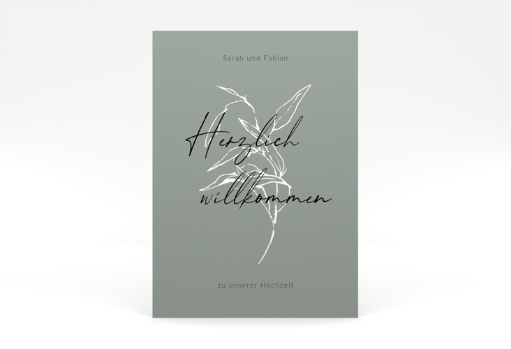 Willkommensschild Poster Seed 50 x 70 cm Poster gruen mit Pflanzen-Illustration und elegantem Datum