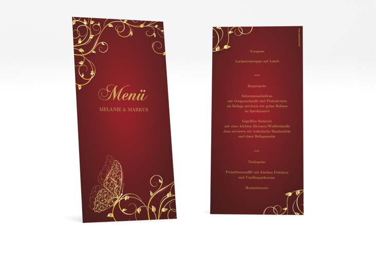 Menükarte Hochzeit Eternity lange Karte hoch