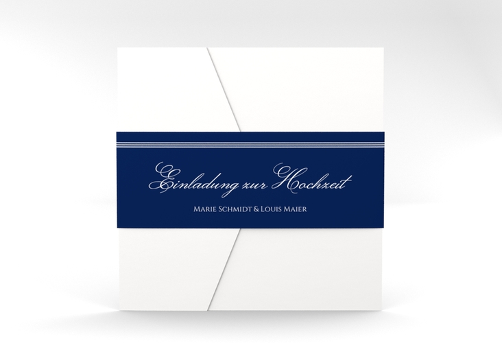 Hochzeitseinladung Elegancy Pocketfold blau