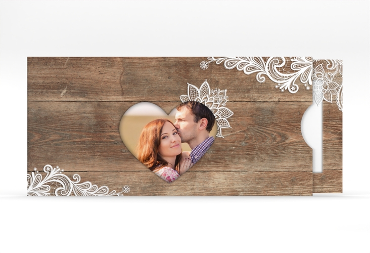 Hochzeitseinladung Spitze Einsteckkarte braun