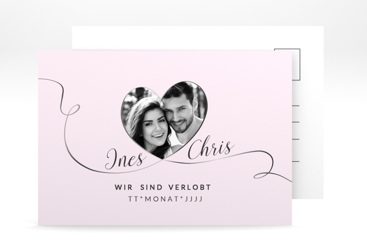 Verlobungskarte Hochzeit Dolce A6 Postkarte rosa