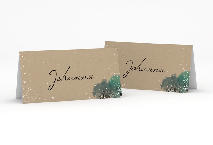 Tischkarte Hochzeit Winterhochzeit Tischkarten Kraftpapier hochglanz