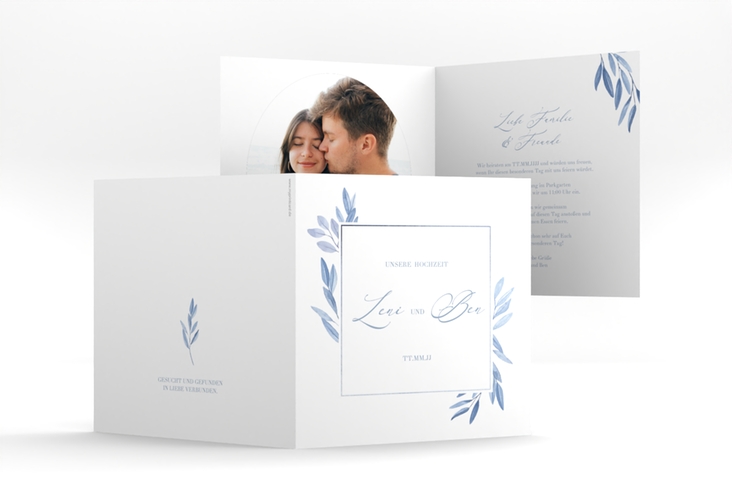 Hochzeitseinladung Classicblue quadr. Klappkarte