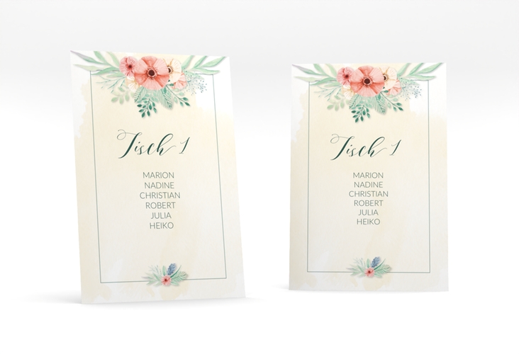 Tischaufsteller Hochzeit Surfinia Tischaufsteller apricot hochglanz