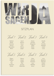 Sitzplan Leinwand Hochzeit Letters 50 x 70 cm Leinwand beige