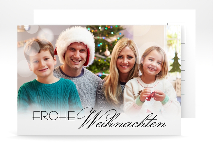 Weihnachtskarte Familienzeit A6 Postkarte schwarz hochglanz für Weihnachtsgrüße mit Familienfoto