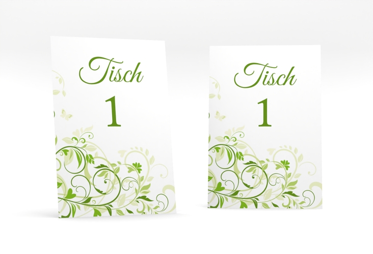 Tischnummer Hochzeit Lilly Tischaufsteller gruen