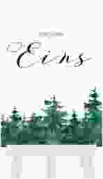 Tischnummer Hochzeit Evergreen Tischaufsteller weiss
